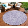 Lavender Purple And Ivory Paisley Washable Indoor Outdoor Area Rug - 2 of 4