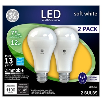 General Electric LED 75w 2pk Light Bulb White