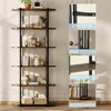 GustoWave 6 Tier Industrial Bookshelf, 71 Inch Tall Narrow Wooden Bookcase with Iron Frames, Compact Open Display Shelving Unit, Apartments - 3 of 4