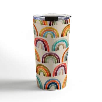 Cat Coquillette Rainbow Watercolor Retro Palette 20 oz Stainless Steel Travel Mug - Deny Designs