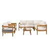 Christopher Knight Home Isolde Rustic Patio Rattan Acacia Wood Seating Set with Slatted Coffee Table - 2 of 4