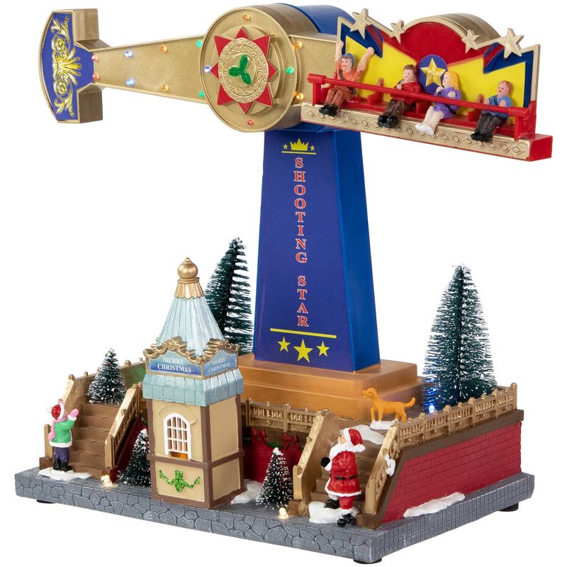 Northlight 16" LED Animated and Musical Shooting Star Carnival Ride Christmas Village Display, 4 of 6