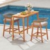 Costway 5 PCS Patio Counter Height Bar Set with 4 Cushioned Barstools Curved Rattan Back - 4 of 4