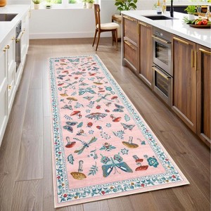 Washable Rug - Non-Slip Soft Farmhouse Carpet Low Pile Thin Floor Cover for Living Room, Bedroom Nursery Dining Room Dorm - 1 of 4