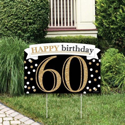 Big Dot of Happiness Adult 60th Birthday - Gold - Birthday Party Yard Sign Lawn Decorations - Happy Birthday Party Yardy Sign