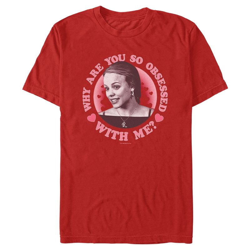 Men's Mean Girls Valentine's Day Regina George Why are You so Obsessed With Me T-Shirt, 1 of 6