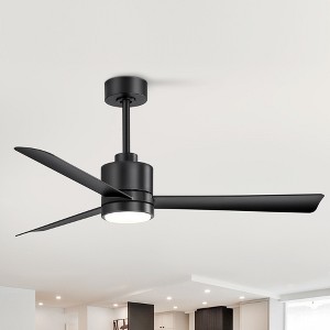Airsurfer 52" Matte Black 3-Blade LED Ceiling Fan with Remote and Color-Changing Light - 1 of 4