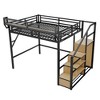 APRILSOUL Loft Bed with Stairs, Metal Loft Bed with Storage Shelves, High Loft Bed, Black - 4 of 4