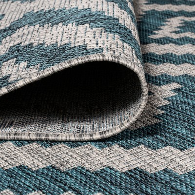 Reversible Sintra Diamond Blue/Gray Geometric Indoor/Outdoor Rug