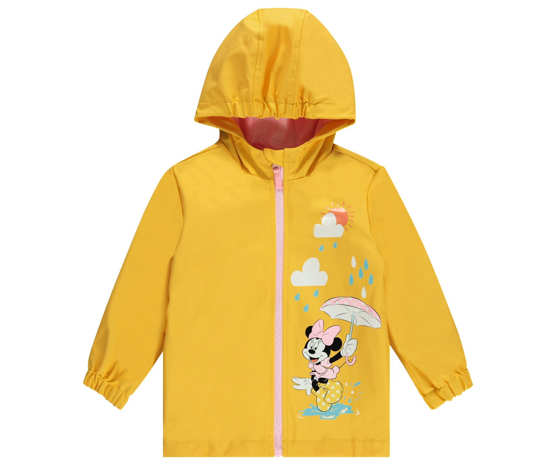 Disney Minnie Mouse Toddler Girls Zip Up Waterproof Rain Jacket Yellow 4T