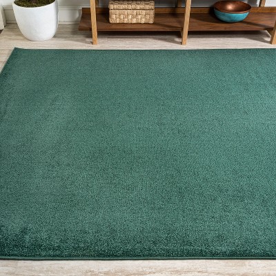 Reversible Emerald Solid Synthetic 4' x 6' Easy-Care Area Rug