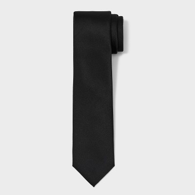 Men's Solid Satin Neck Tie - Goodfellow & Co™ Black One Size 