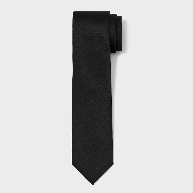 Men&#39;s Solid Satin Neck Tie - Goodfellow &#38; Co&#8482; Black One Size, 1 of 5
