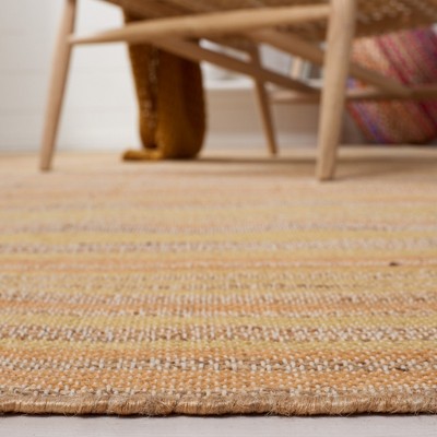 Handwoven Natural and Gold Wool and Cotton 4' x 6' Area Rug