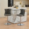 Set of 2 Swivel PU Leather Bar Stools, Adjustable Seat Height From 25-33 Inch, Chrome Base Bar Stools with Comfortable Back for Home Kitchen Island - 2 of 4