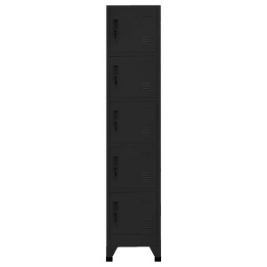 vidaXL Steel Locker Cabinet - Modern, Lockable, Ventilated, with 5 Compartments and Name Tag Holders - Black - 1 of 4