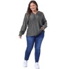 Agnes Orinda Women's Plus Size V Neck Striped Long Sleeve Button Down Blouses - 3 of 4