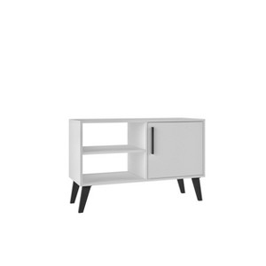 Manhattan Comfort 35.43" Amsterdam TV Stand for TVs up to 42" White: Modern Console with Fixed Shelves - 1 of 4