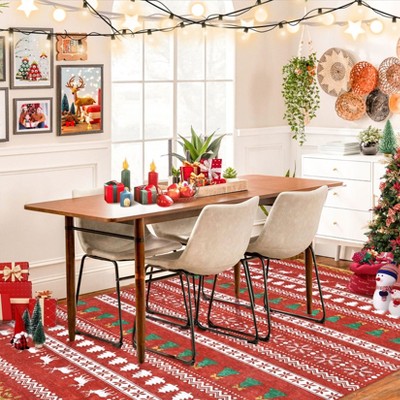 Area Rugs Christmas Rug Deer Xmas Tree Printed Christmas Decor Washable Thin Non Slip Small Indoor Festive Accent Rug