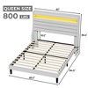 Bed Frame with USB Charging Station & LED Lights, LED Platform Bed with 2-Tier Upholstered Storage Headboard, Sturdy Wood Support, - 2 of 4