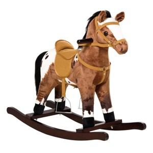 SEVOBAL Toy Vehicles Plush Ride On Rocking Horse with Realistic Sounds for Kids Fun and Development, Brown, 28"*11"*23.6" - 1 of 4