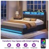 Greenstell Upholstered Lift Storage Bed with LED Lights & Charging Station, Modern Platform Bed, Heavy Duty Wooden Slats - 3 of 4