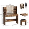 Vanity Desk with Mirror and Lights, Makeup Vanity Set with Cushioned Stool, Power Outlet, 6 Storage Shelves, 2 Large Drawers - 3 of 4