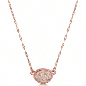 Simulated Druzy Pendant Necklace for Women - Sparkly Oval Stone, 16 with 3 Extender - 1 of 4