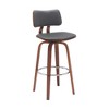 HomeRoots 30" Gray And Wood Brown Faux Leather Swivel Low Back Bar Height Bar Chair - 4 of 4