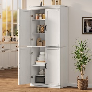 Garvee Pantry Cabinet, 70" Tall Kitchen Storage Cabinets with 4 Doors, Adjustable Shelves, Tall Cupboard for Bathroom, Dining Room - 1 of 4