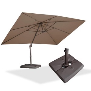 PURPLE LEA Cantilever Patio Umbrella with Base Included Square Umbrella with 360° Rotation and Aluminum Offset Hanging Outdoor Umbrella - 1 of 4