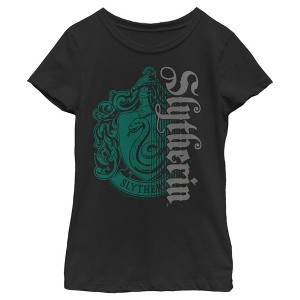 Girl's Harry Potter Slytherin Dark Badge Logo T-Shirt - 1 of 4