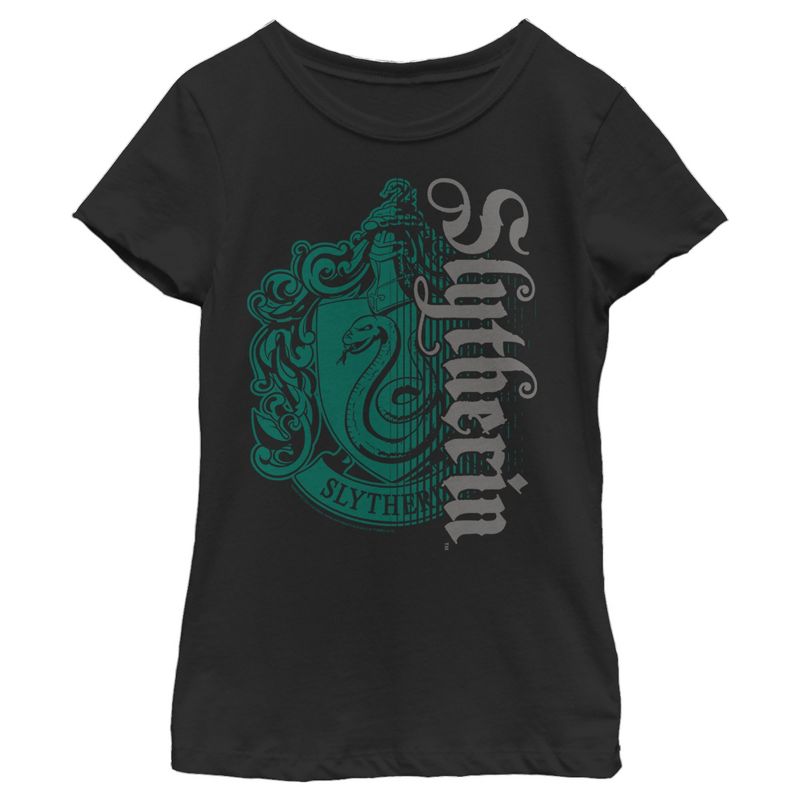 Girl's Harry Potter Slytherin Dark Badge Logo T-Shirt, 1 of 4