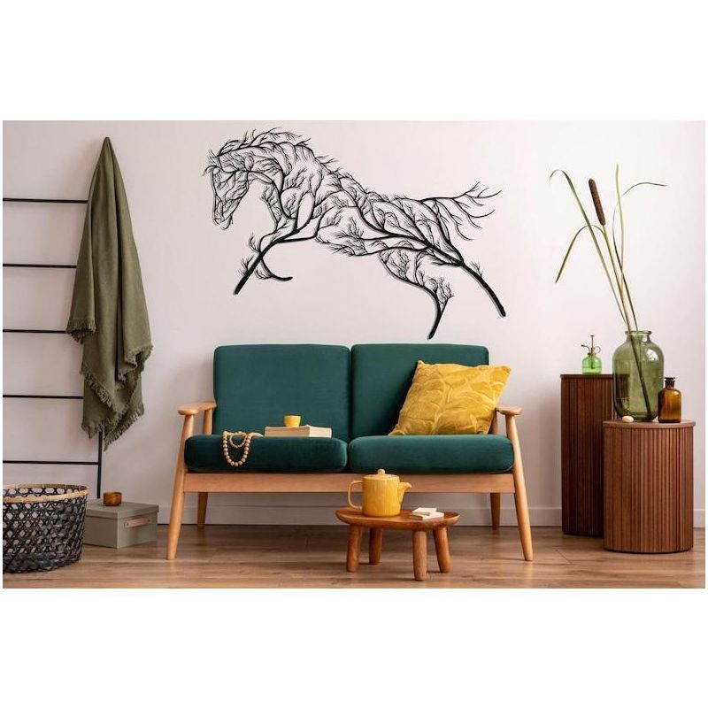 Sussexhome Tree Horse Metal Wall Decor for Home and Outside - Wall-Mounted Geometric Wall Art Decor - Drop Shadow 3D Effect Wall Decoration, 2 of 3