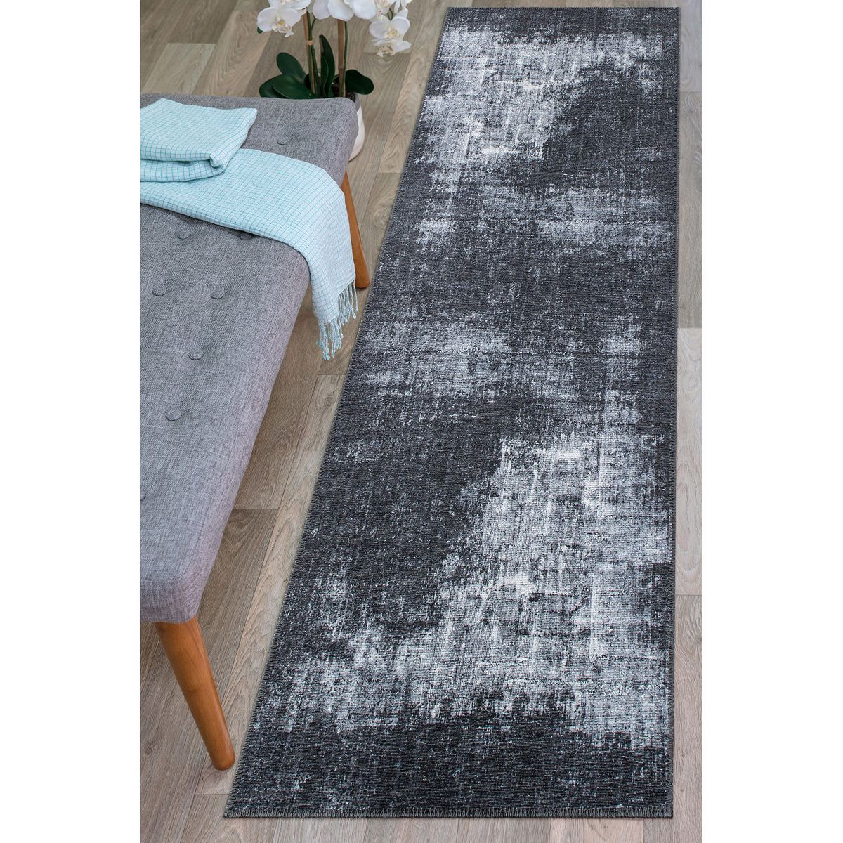 World Rug Gallery Contemporary Distressed Abstract Machine Washable Area Rug: Stain-Resistant, Flat Pile - thumbnail 2
