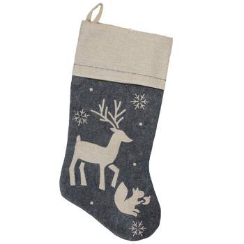 Tokforty 12 Pack Felt Christmas Stockings, 19 Inches Grey and White  Christmas Stockings Hanging Ornaments, White Cuff with Gold Trim Christmas