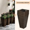 Okak 3 Pack 28" Tall Planters with Drainage Hole, Stylish Indoor & Outdoor Flower Pots for Porch, Patio, Deck - 3 of 4