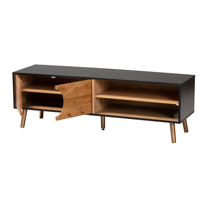 Baxton Studio Chester Modern and Contemporary Two-Tone Dark and Natural Brown Finished Wood TV Stand, 3 of 11