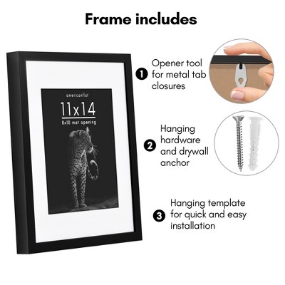 Black 11x14 Gallery-Style Picture Frame with Mat