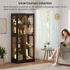 Vlsrka Glass Door Display Cabinet with Adjustable Shelves, LED Lights & Motion Sensor Bookcase for Toys and Books, Black - 4 of 4