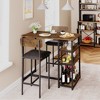 Bar Table and Chairs Set for 2, 3-Piece Small Bar Table with 2 PU Cushioned Stools, 3 Storage Shelves, Space-Saving Modern Dining Set - 4 of 4