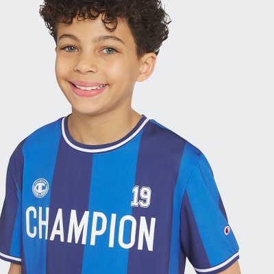 Champion Boys' Striped Soccer Jersey Shirt - Blue M — фото 3