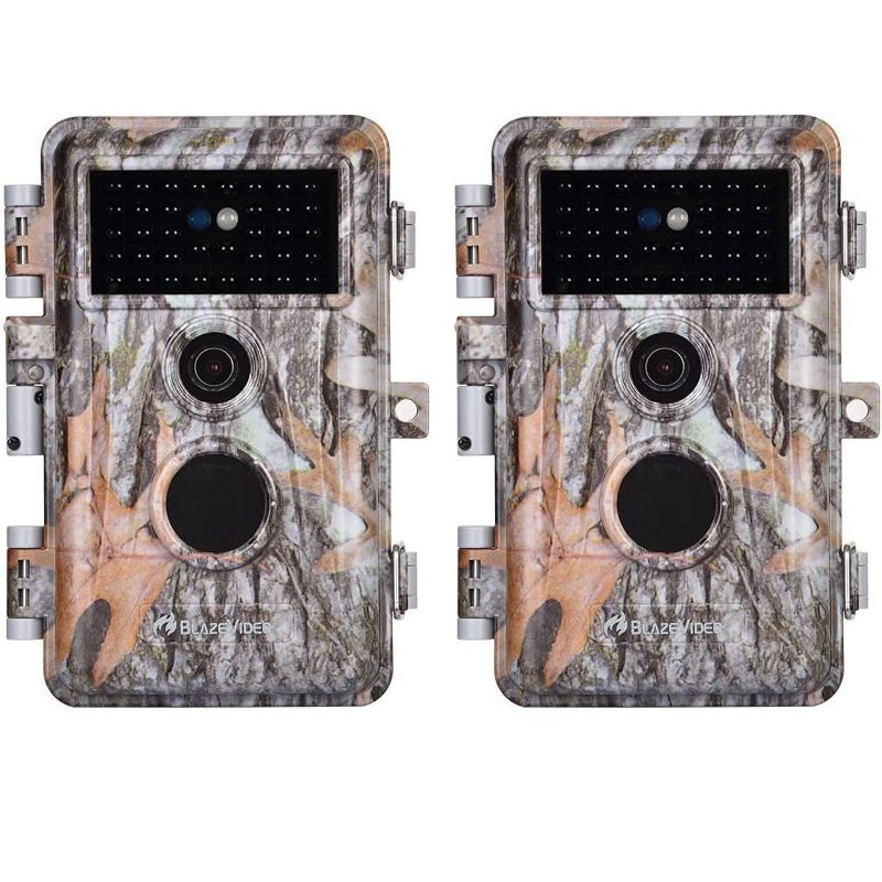BlazeVideo 2-Pack 24MP 1296P H.264 Waterproof Photo and Video Game and Trail Cameras with MP4 Video, No Glow, Night Vision, Time Lapse, 1 of 8