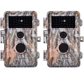 BlazeVideo 2-Pack 24MP 1296P H.264 Waterproof Photo and Video Game and Trail Cameras with MP4 Video, No Glow, Night Vision, Time Lapse