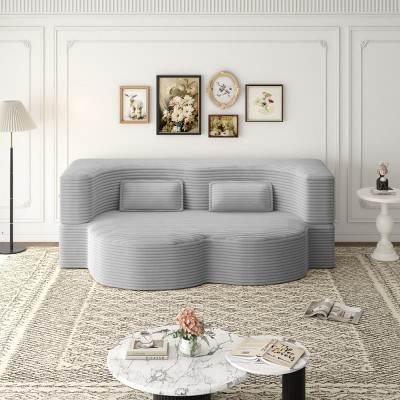 Modern Convertible Floor Sofa Bed with 2 Pillows, Folding Foam Sleeper Couch, No Assembly Sofa for Guest Room or Living Room-Tanpinhause