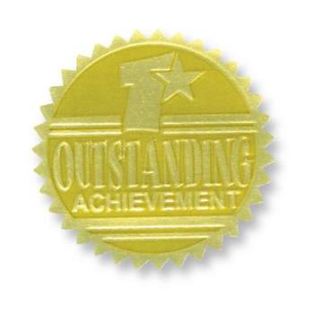 Hayes Embossed Certificate Outstanding Achievement Seals Gold 54/Pack (H-VA371)