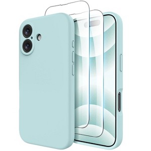 BONGEEK Compatible with iPhone 16 Plus Case, Compatible with MagSafe, Shockproof Magnetic Silicone Case ,[2 Pack Screen Protectors], Mint Green - 1 of 4