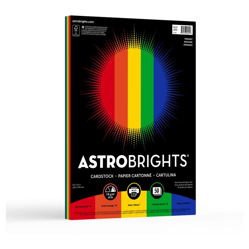 8.5&#34; x 11&#34; 50-Sheet Primary Cardstock 65 lb - Astrobrights, 1 of 8
