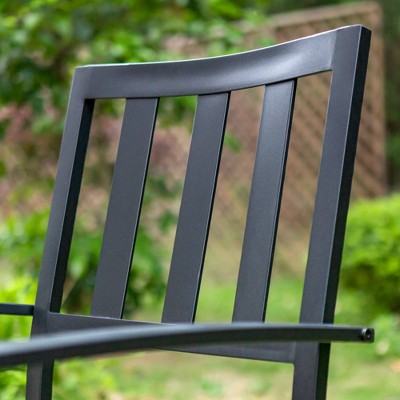 Black Metal Stackable Outdoor Dining Chairs Set of 4