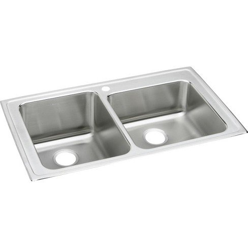 Elkay Lgr3722 Gourmet Lustertone Stainless Steel 37 X 22 Self Rimming Double Basin Top Mount Kitchen Sink